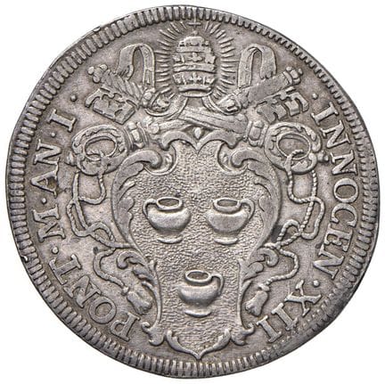 教皇钱币——英诺森十二世（1691-1700）大头像币 第一年 - 铸币厂 50 AG（9克） R 