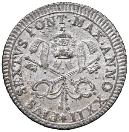 教皇硬币——庇护六世（1775-1799） 1796年 2罗马卡尔利尼 第XXII年 - Munt.