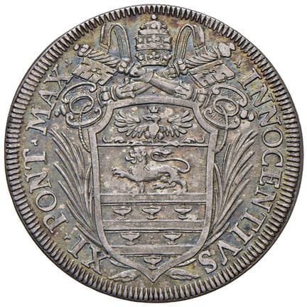 教皇钱币——英诺森十一世（1676-1689）大头币——Munt. 142 AG（9.52克）R -