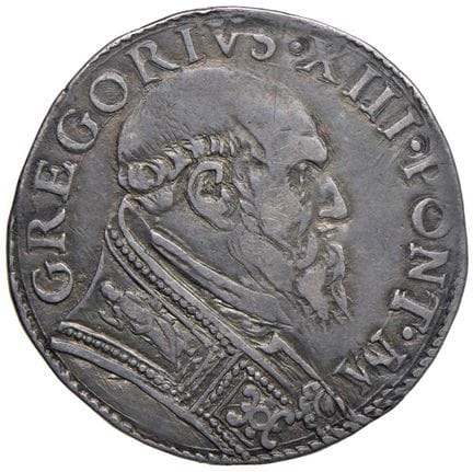 教皇钱币——格雷戈里十三世（1572-1585）1575年大头币——Munt. 34 AG（9.53