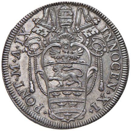 教皇钱币——英诺森十一世（1676-1689）大头币 1685年 第九年——铸造量 100 AG（9