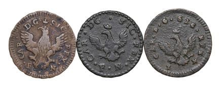 莱奥·文森佐收藏  - 巴勒莫 卡洛·迪·波旁（1734-1759） 3枚钱币套装：1/2格拉诺 1