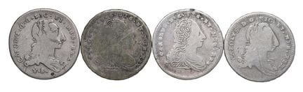 莱奥·文森佐收藏  - 巴勒莫 卡洛·迪·波旁（1734-1759） 4枚钱币套装：1736年3塔里