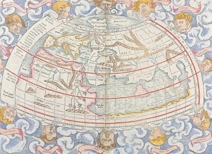 Münster, erschienen 1574 – Karte der antiken Welt 