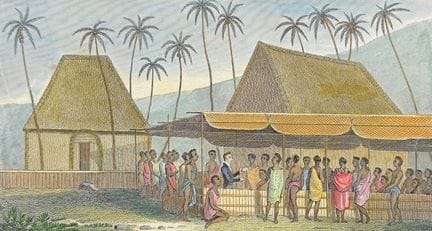 Ellis, Hawaï – Un missionnaire prêchant aux indigè