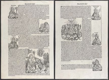 Schedel, erschienen 1493 – 8 Seiten mit religiösen