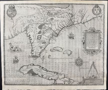 De Bry – Karte von Florida (Südosten Nordamerikas,