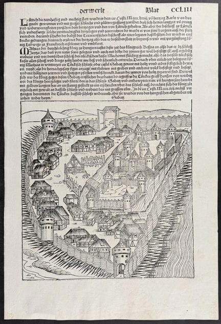 Schedel, ed. 1493 - Veduta della fortezza turca di