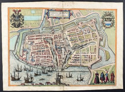 Braun &amp; Hogenberg, ed. 1575 - Veduta di Emden,
