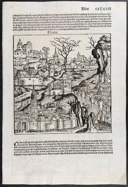 Schedel, ed. 1493 - Veduta della Grecia / Retro: V