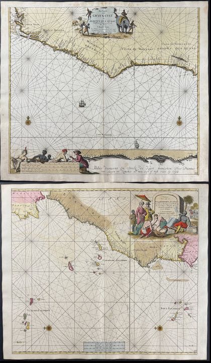 Van Keulen, Rare - Pair of Maps of Coastal Africa
