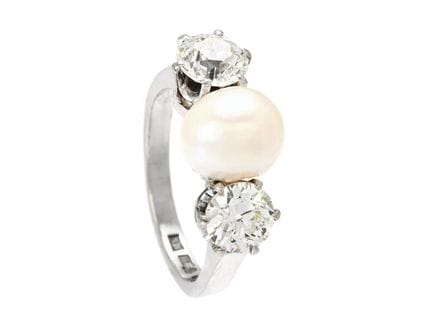 RING, 18 Karat Weißgold, natürliche Süßwasserperle