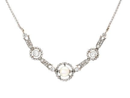 COLLAR, platino/oro blanco de 18 quilates, perla c