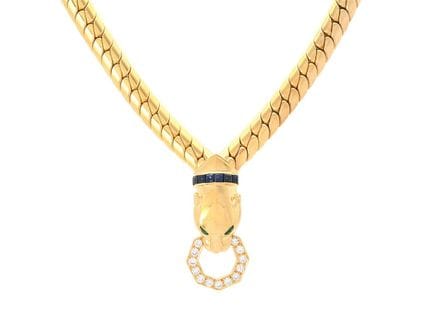 GAY FRÈRES, collar, oro de 18 quilates, 2 esmerald