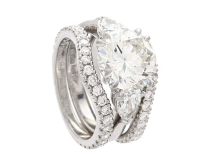 DREISTEIN-RING, 18K Weißgold, Brillantschliff-Diam
