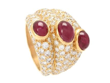 CARTIER, Ring, 18-karätiges Gold, Rubine im Caboch