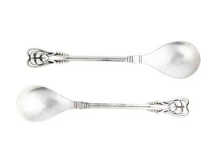 GEORG JENSEN, 2 Marmeladenlöffel, Nr. 52, Silber, 