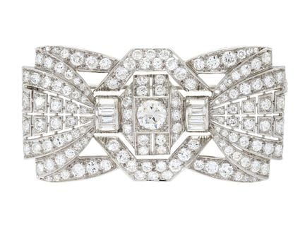 BROCHE, Platin, Diamant im alten europäischen Schl