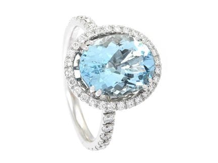 STRÖMDAHLS, Cluster-Ring, 18 Karat Weißgold, Aquam