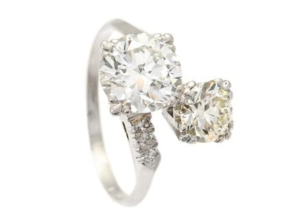 ZWEISTEINIGER CROSS OVER RING, Platin, Brillant ca