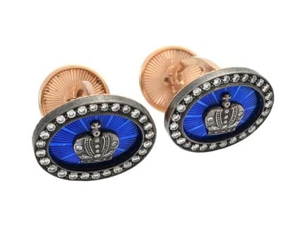 GEMELOS, oro de 14 quilates/plata, esmalte azul, 6