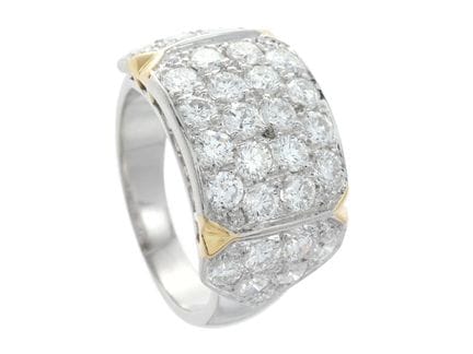 RING, Platin, teilweise vergoldet, 32 Diamanten im