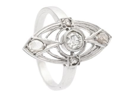RING, Platin, 5 Diamanten, ca. 0,30 ct, ca. W/SI, 