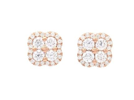 PENDIENTES, oro rosa 18K, 48 diamantes talla brill