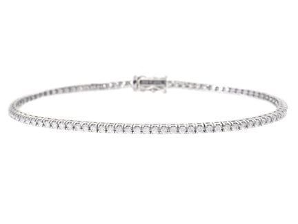 TENNIS-ARMBAND, 18 Karat Weißgold, 92 Diamanten im