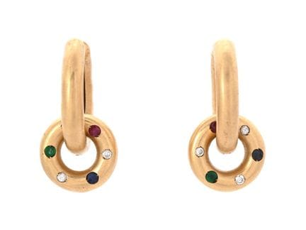 OHRRINGE MIT ANHÄNGERN, 18 Karat Gold mit matter O