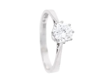 SOLITÄR-RING, 18 Karat Weißgold, Diamant im Brilla