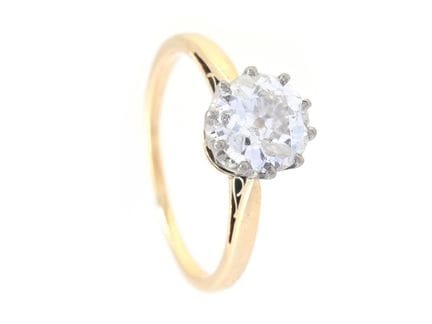 SOLITÄR-RING, 14-karätiges Gold, Diamant im alten 