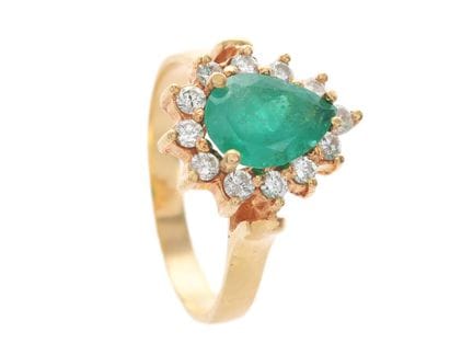 CLUSTERRING, 18K Gold, birnenförmiger Smaragd ca. 