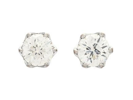 SOLITÄR-OHRRINGE, 18 Karat Weißgold, 2 Diamanten i