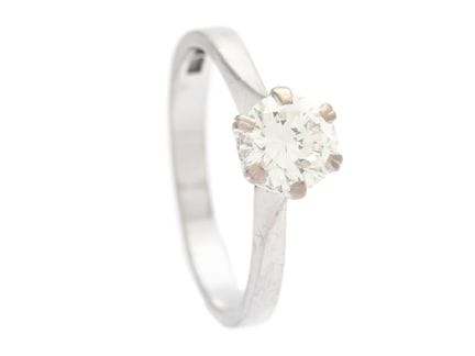 SOLITÄR-RING, 18 Karat Weißgold, Diamant im Brilla