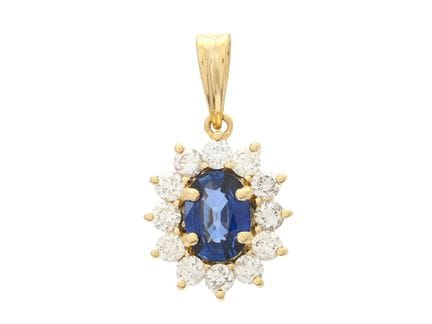 PENDENTIF CLUSTER, or 18 carats, saphir bleu taill