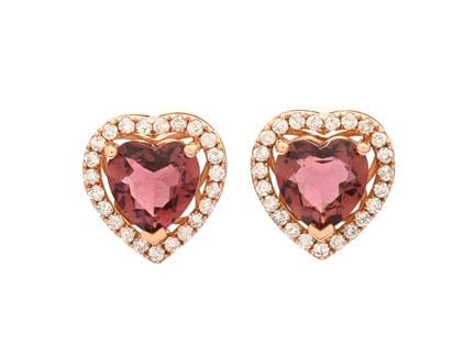 PENDIENTES, oro rosa de 18 quilates, 2 turmalinas 