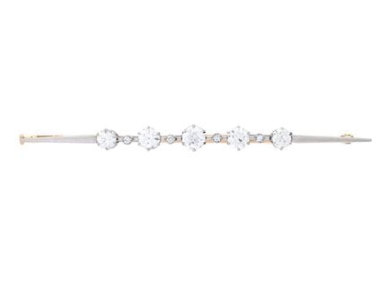 BROCHE, oro de 18 quilates/platino, 5 diamantes de