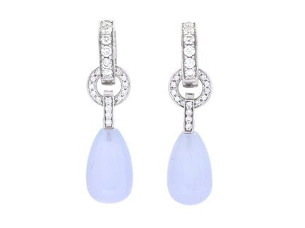 STRÖMDAHLS, Ohrringe, 18 Karat Weißgold, Chalcedon