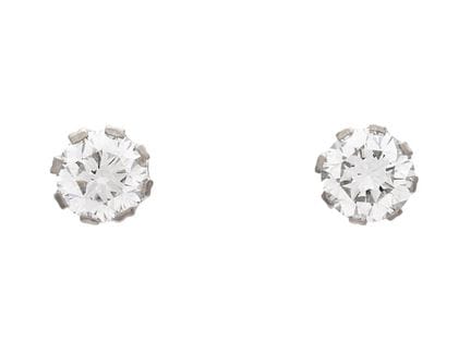 SOLITAIRE-OHRRINGE, 18 Karat Weißgold, 2 Diamanten