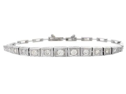 ARMBAND, 14 Karat Weißgold, Diamanten im alten eur