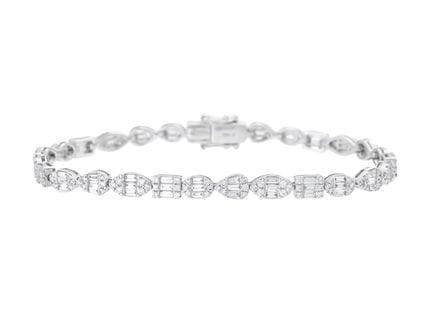 ARMBAND, 18 Karat Weißgold, 14 Diamanten im Taper-