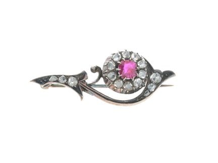 BROCHE, Silber/14-karätiges Gold, Diamanten im Ros