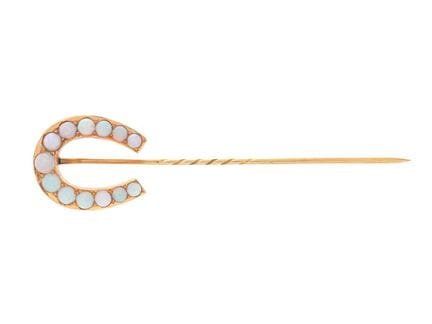 Alfiler de corbata, oro de 18 quilates, ópalos tal
