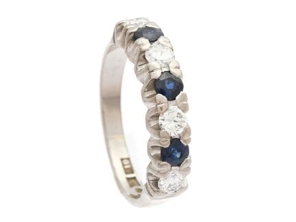 ETERNITY-RING, 18 Karat Weißgold, Saphire, 4 Diama