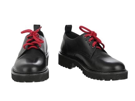 SCHUHE, VALENTINO, Slipper, schwarzes Leder, rote 