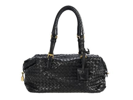 TASCHE, BOTTEGA VENETA, schwarzes geflochtenes Led