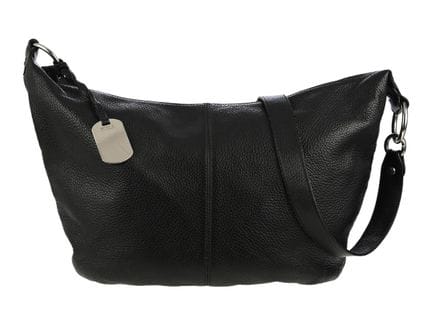 SAC, FURLA, sac hobo, cuir noir, finitions argenté