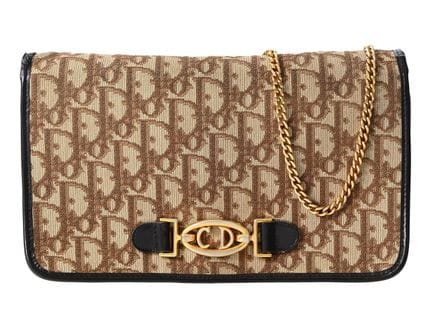 BORSA, DIOR, monogramma obliquo, pelle marrone, de