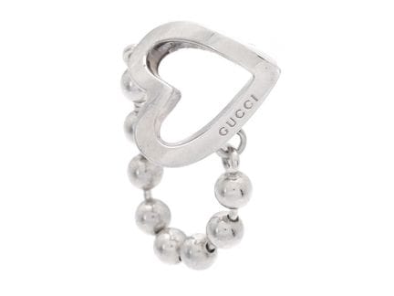 RING, GUCCI, silver 925, sliver beads, heart, size